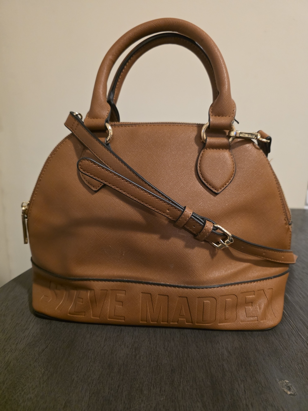 Steve Madden Brown Dome Satchel with Removable Strap